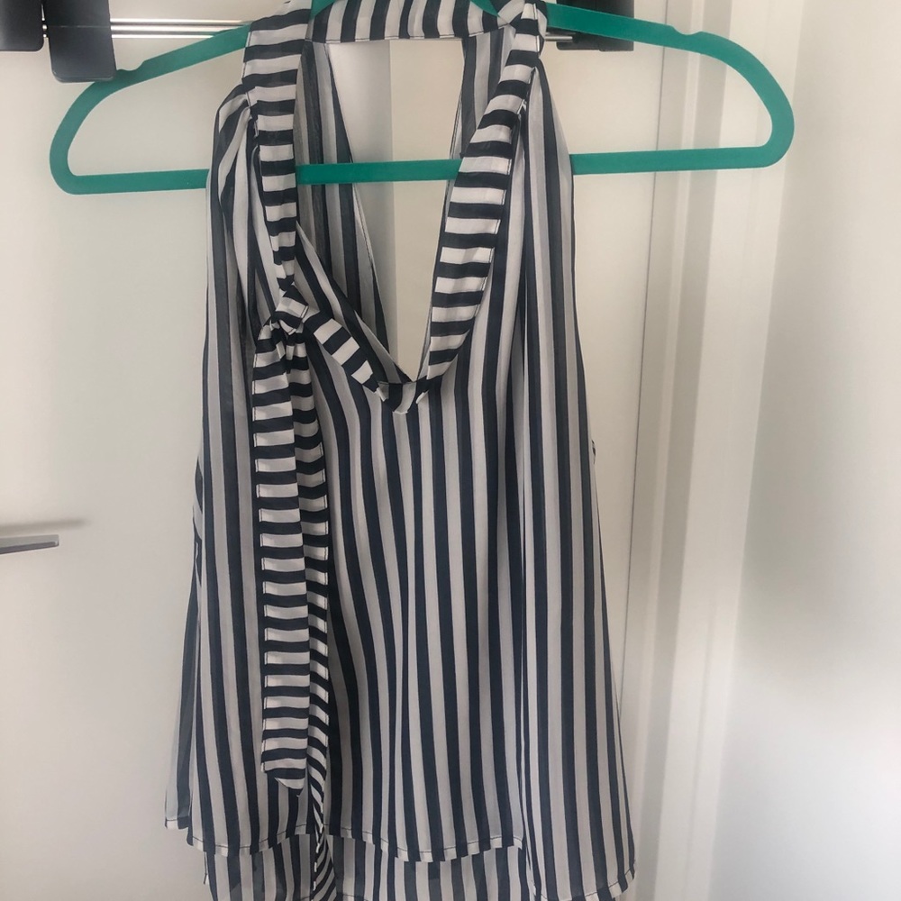 Banana Republic Navy/White Chiffon Top